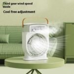 "পাঁচটি হোলসহ মিনি ইলেকট্রিক ইউএসবি কুলিং ফ্যান, নাইট লাইট ও হিউমিডিফিকেশন ফিচারসহ, হালকা ও পোর্টেবল ডিজাইন।"